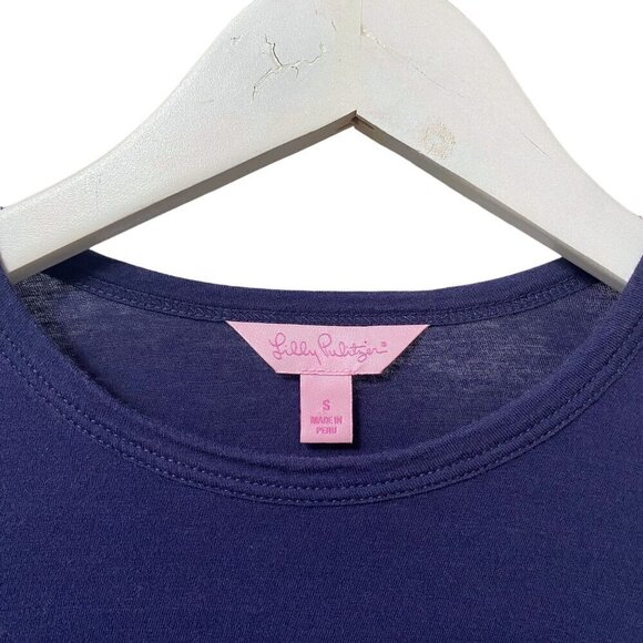 LILLY PULITZER Womens Top Small Navy Stripe Long Sleeve Tee Cotton Nautical - Picture 6 of 8